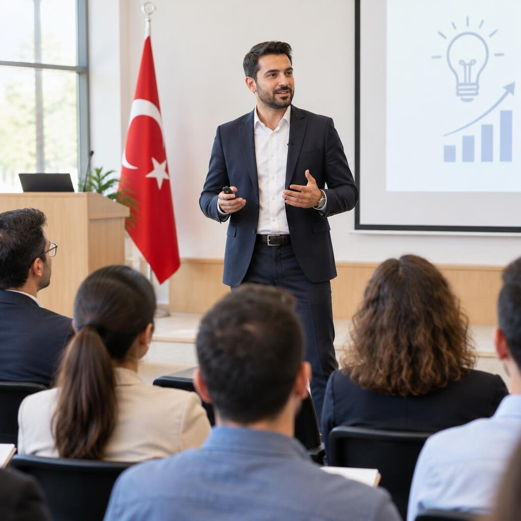 Speaker presenting to an audience at a seminar